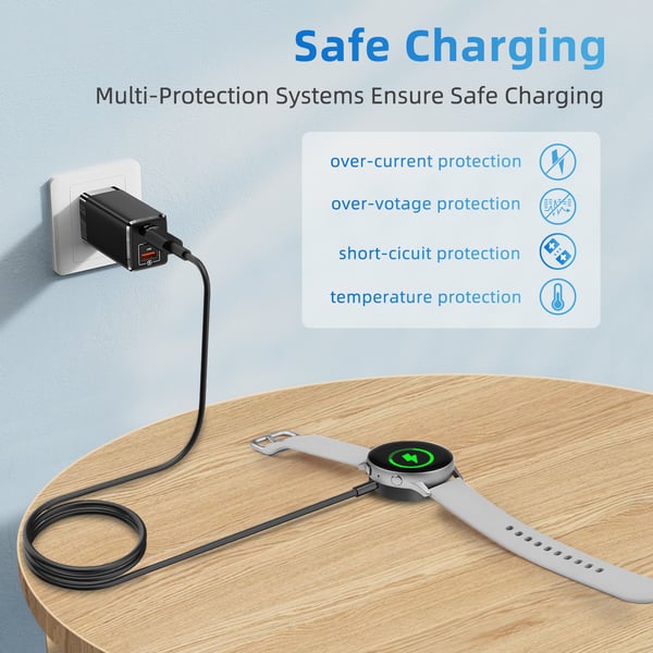 Lader (USB-C) til Samsung Galaxy Watch 3/4/5/6/7, Active 1/2 Black