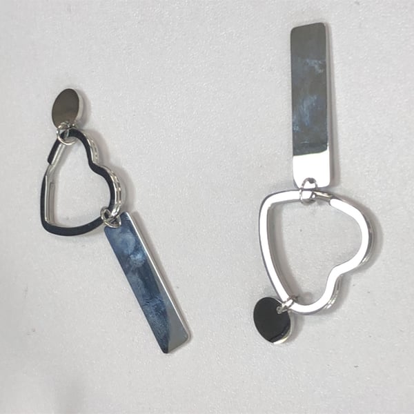 2 pakke hjerteformet DIY nøkkelring i rustfritt stål Silver