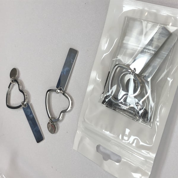 2 pakke hjerteformet DIY nøkkelring i rustfritt stål Silver