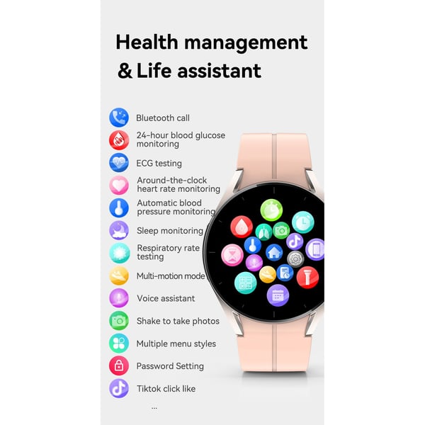 Smartur med EKG og Bluetooth-opkald Pink