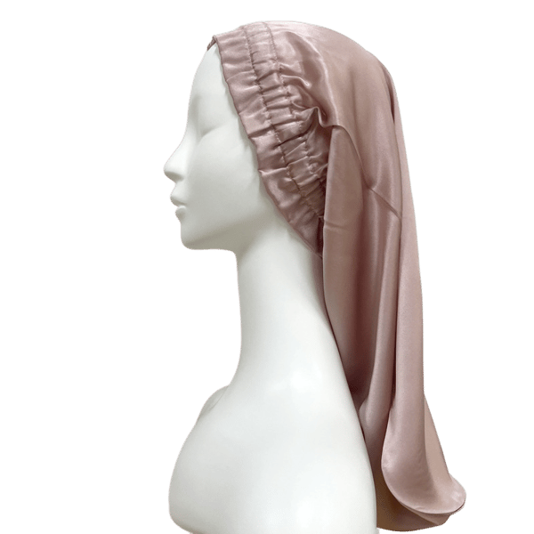 Hårhætte, sovehætte, nathætte af morbærsilke LightPink