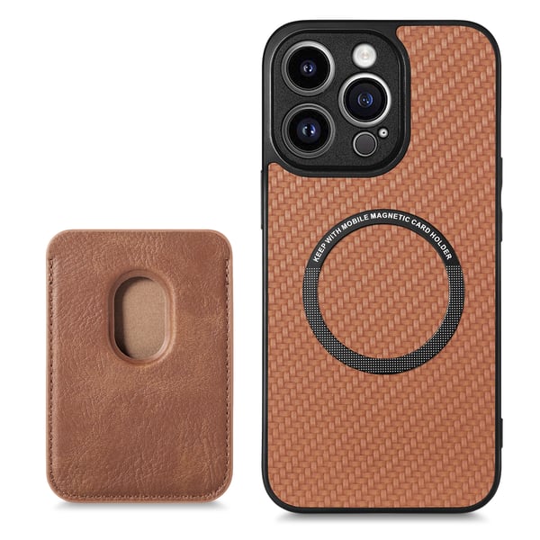 Magnetisk beskyttende kuffertstøtte MagSafe med kortholder Brown iPhone 15 Pro Max