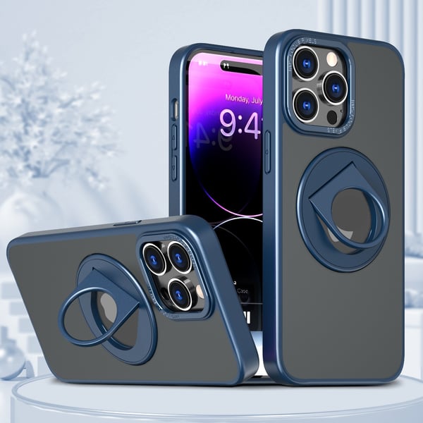 Magnetisk beskyttende telefontaske med usynlig stander til iPhone Blue iPhone 15 Plus