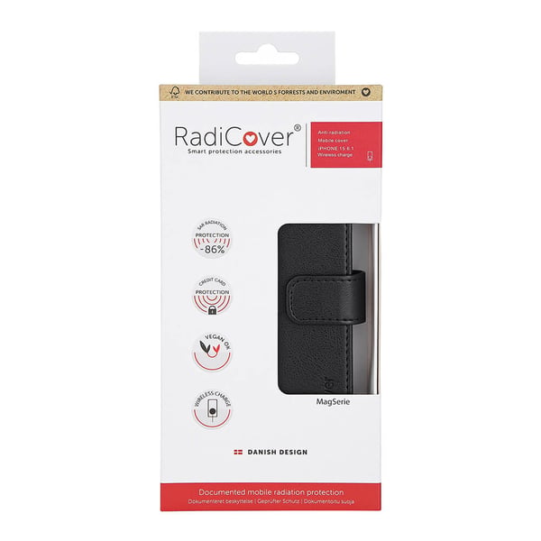 Mobildeksel Strålingsbeskyttelse PU MagS RFID Svart - iPhone 15