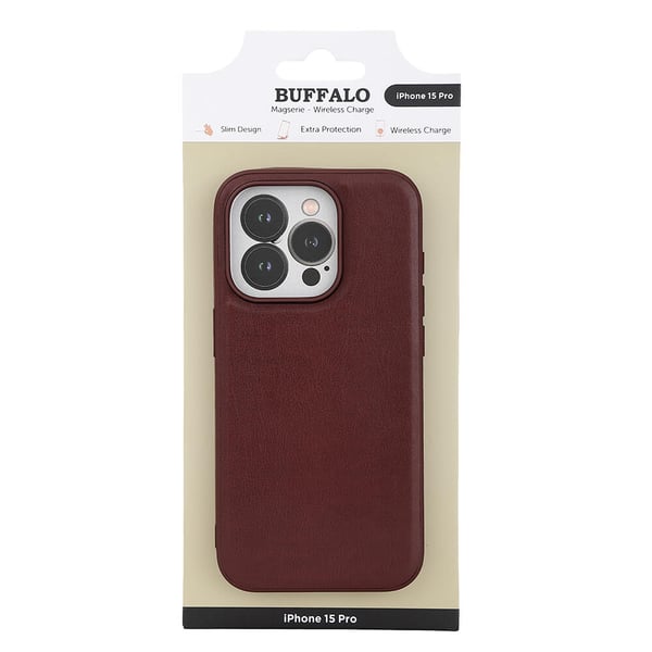 Cover PU MagSeries Brun - iPhone 15 Pro