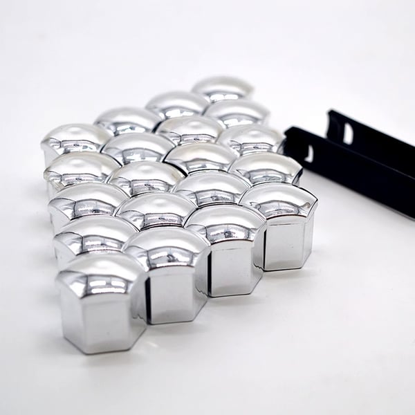 Hjulmutterkapsel, 20-pakning med monteringsverktøy Silver 17 mm