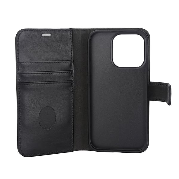Wallet Case 2i1 Anti-stråling Læder MagS Sort - iPhone 15 Pro