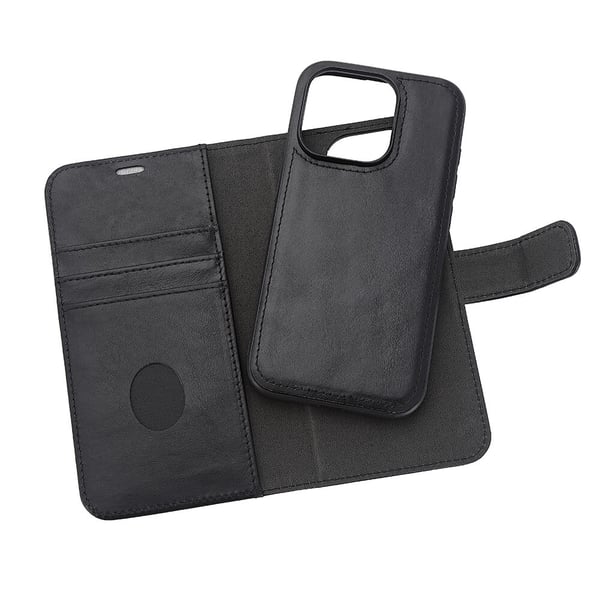 Wallet Case 2i1 Anti-stråling Læder MagS Sort - iPhone 15 Pro