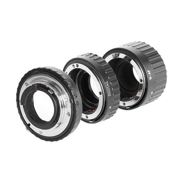 Auto-Focus Macro Extension Tube Sæt, 12mm 20mm 36mm Auto Focus Macro Extension Tube Adapter Ring til Nikon Black
