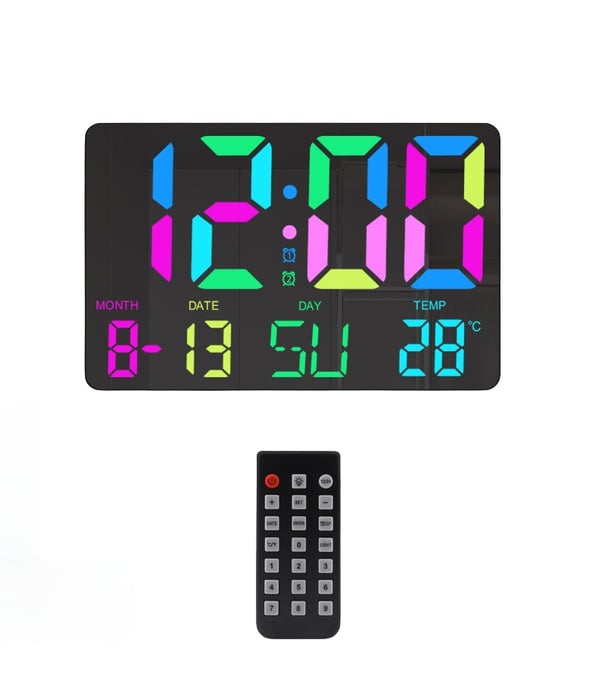 Digital klokke med RGB LED-skjerm Black