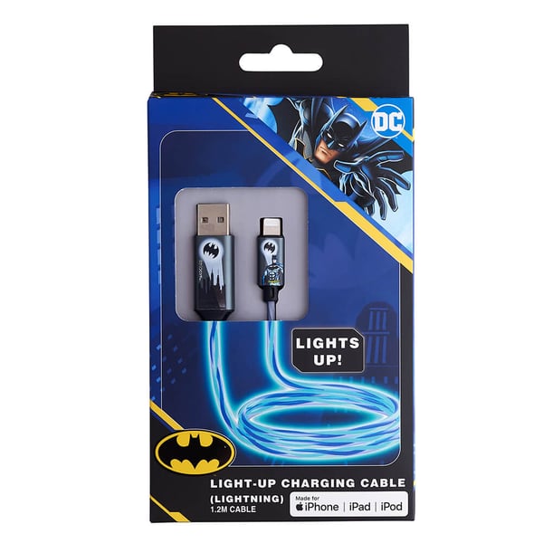 USB A til Lightning Light-Up 1.2m MFI Bat Logo