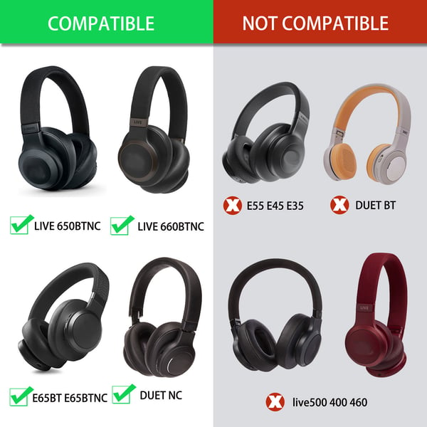 Øreputer for JBL E65BTNC/ Duet NC/Live 650 BTNC/Live 660 BTNC Grey