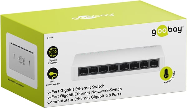 8-porters Gigabit Ethernet nettverkssvitsj
