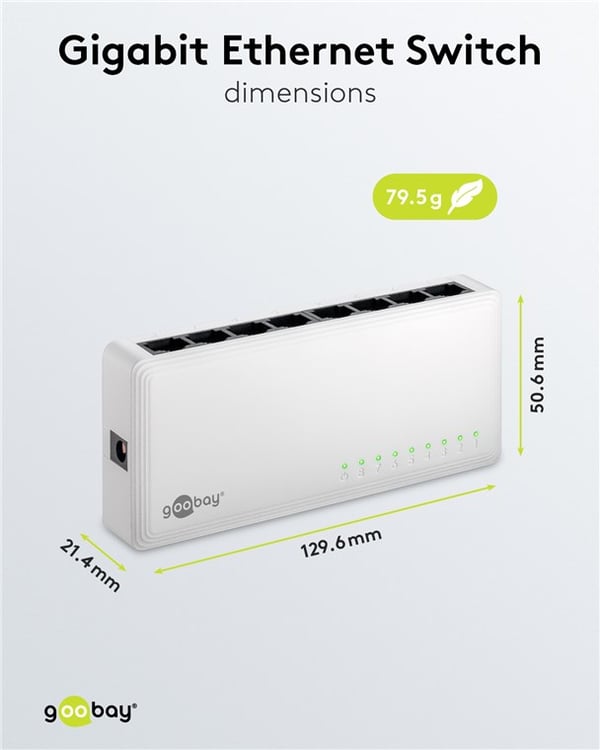 8-porters Gigabit Ethernet nettverkssvitsj