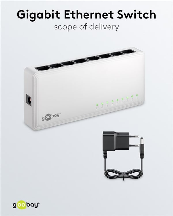 8-porters Gigabit Ethernet nettverkssvitsj