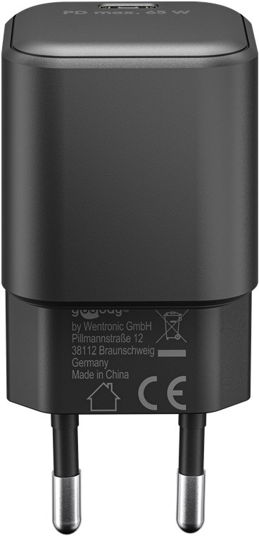 USB-C™ PD GaN hurtiglader Nano (65W) svart