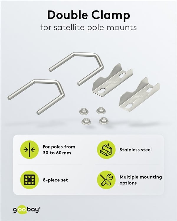 Sett med 2 U-bolter med klemmer for rørdiameter opp til 60 mm