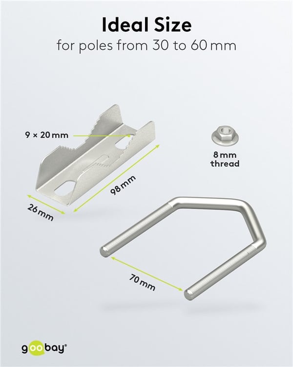 Sett med 2 U-bolter med klemmer for rørdiameter opp til 60 mm
