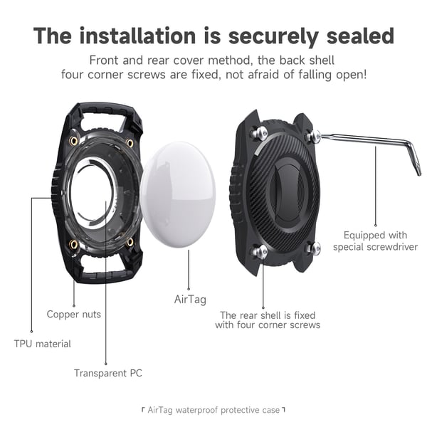 Vedenpitävä Apple AirTag -kuori koiran kaulapantaan Black
