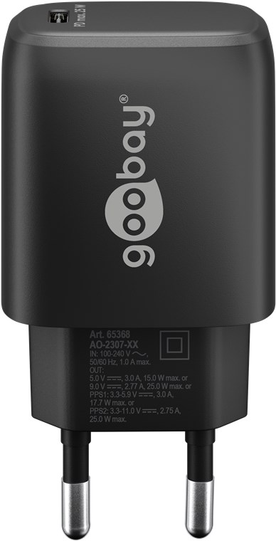 USB-C™ PD GaN -pikalaturi (25 W) musta