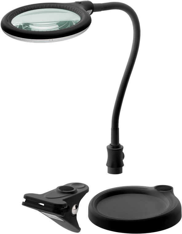 LED-luplampe med fod/klemme, 6 W, sort