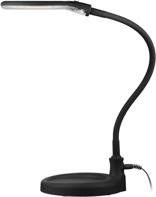 LED forstørrelseslampe med stativ/klemme, 6 W, sort