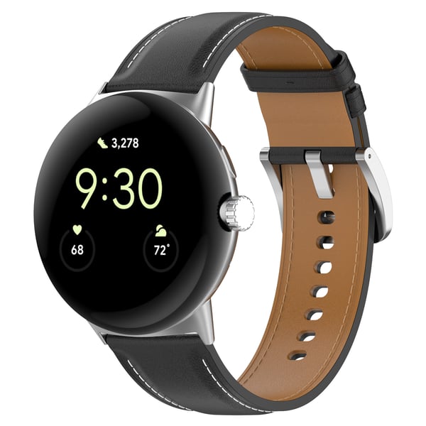 Klokkerem i ekte skinn 20 mm for Google Pixel Watch 1/2 Black
