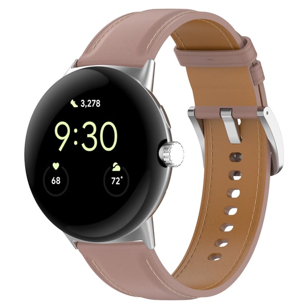 Klokkerem i ekte skinn 20 mm for Google Pixel Watch 1/2 DarkPink