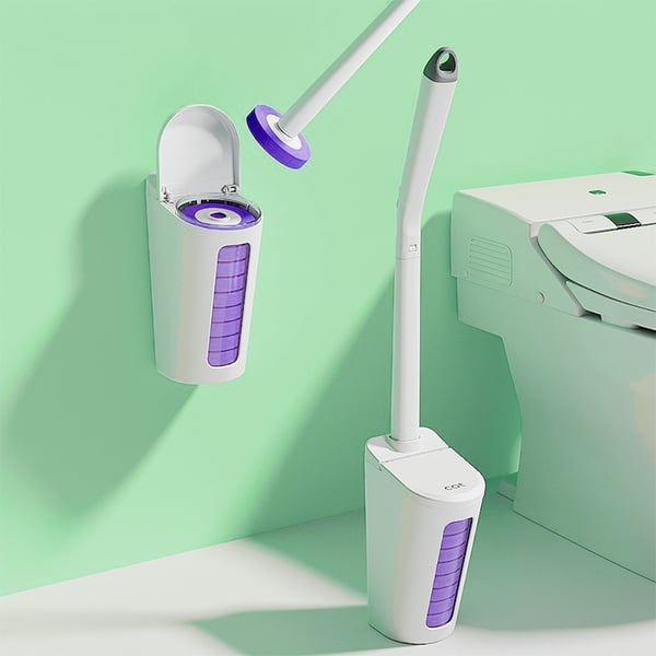 Engangstoiletskålsbørste med refill til toiletstav (Wand+20 refills) 41 cm