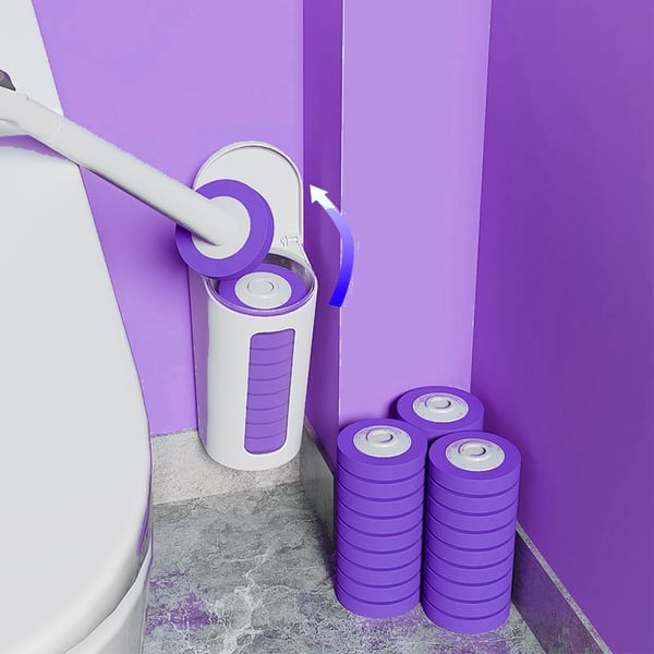 Engangstoiletskålsbørste med refill til toiletstav (Wand+20 refills) 41 cm