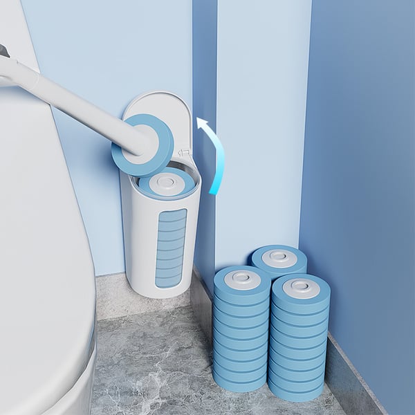 Engangstoiletskålsbørste med refill til toiletstav (Wand+20 refills) Lemon flavor