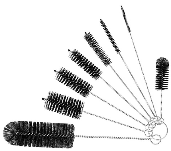 Puhdistusharjat pilleille ja pulloille - 8 kpl Black