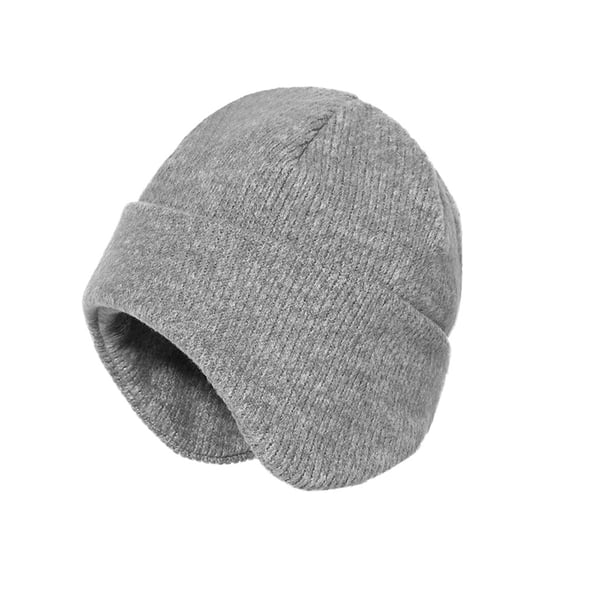 Lämmin talvipipo korvalapuilla Grey