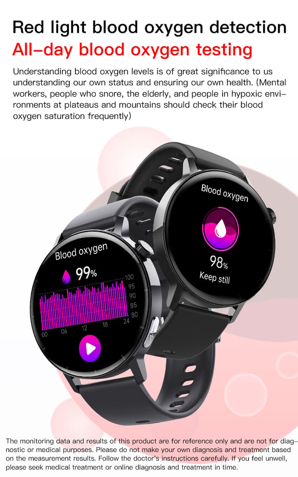 Smartur med EKG-puls, blodiltning, søvnmonitor Stainlesssteelwatchband
