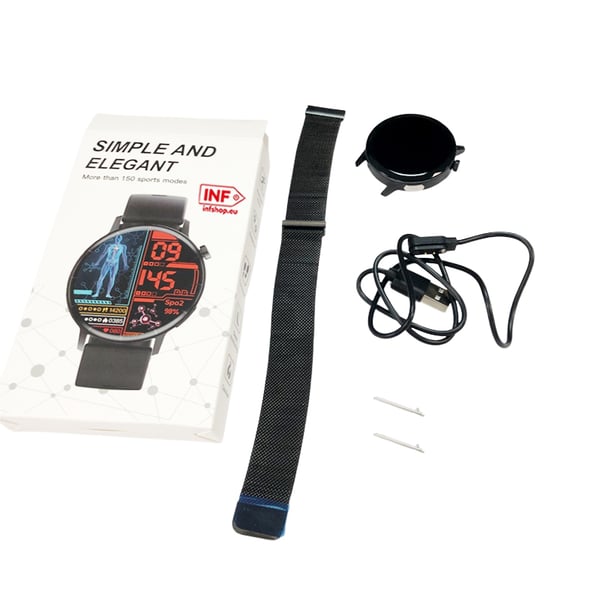 Smartur med EKG-puls, blodiltning, søvnmonitor Stainlesssteelwatchband
