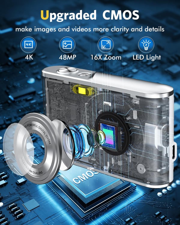 Digitaalikamera 4K 48MP 16x zoom Web-kamera Black