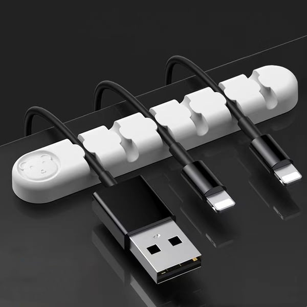 Selvklæbende kabelholder, kabelclips med 6 slidser White