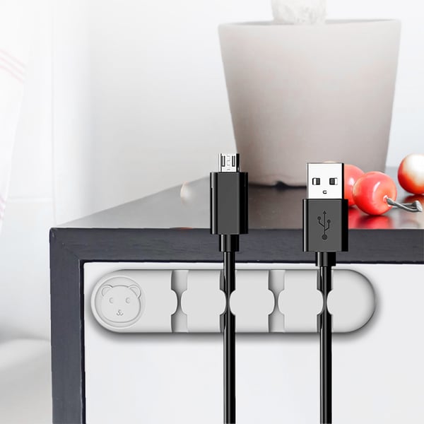 Selvklæbende kabelholder, kabelclips med 6 slidser White