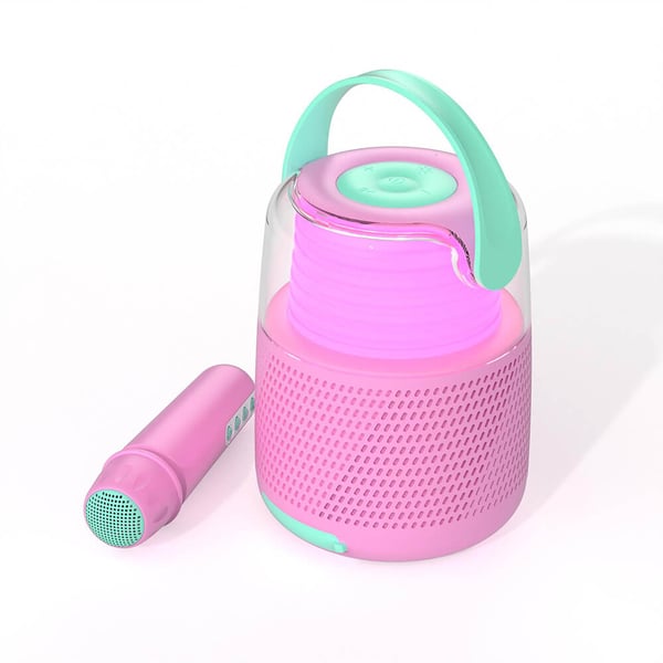 Højttaler Karaoke Kit Mic LED Pink
