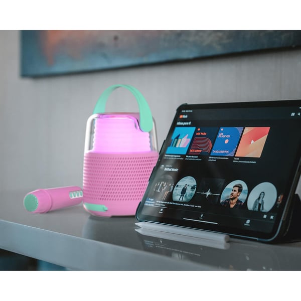 Højttaler Karaoke Kit Mic LED Pink