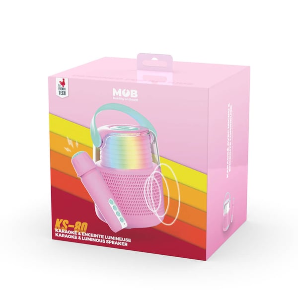Højttaler Karaoke Kit Mic LED Pink