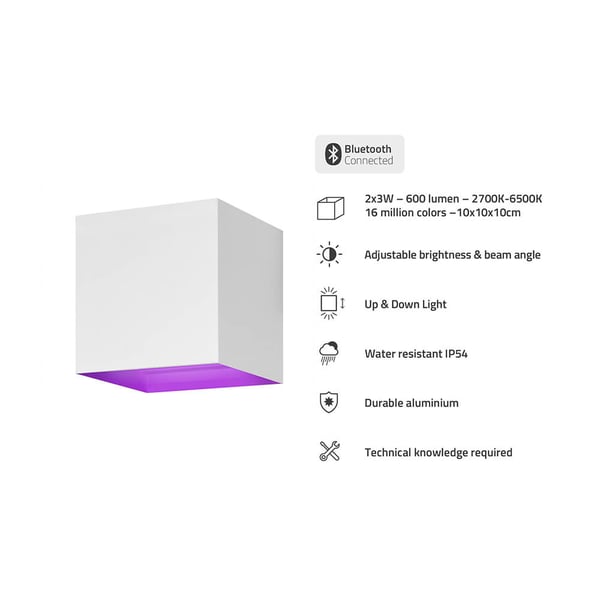 Smart Vegglampe Innendørs og Utendørs RGB CCT Hvit