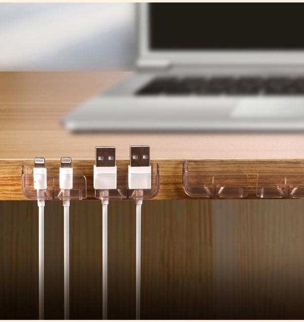 Desktop Cable Organizer Clip Kabellagring USB-kabelopptrekker Transparent