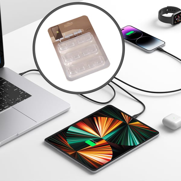 Desktop Cable Organizer Clip Kabellagring USB-kabelopptrekker Transparent