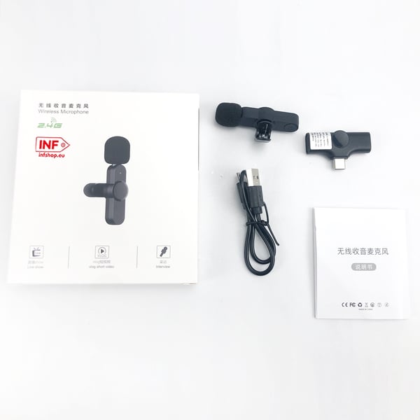 Trådløs lavaliermikrofon, clip-on mikrofon til optagelse, TikTok, Live Stream