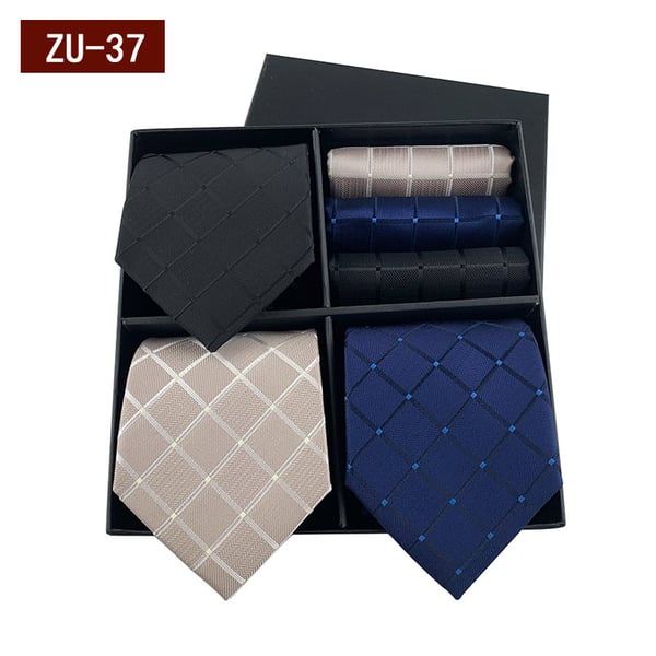 Gaveæske Silkeslips Hanky-sæt 3 stilarter herreslips MultiColor 2