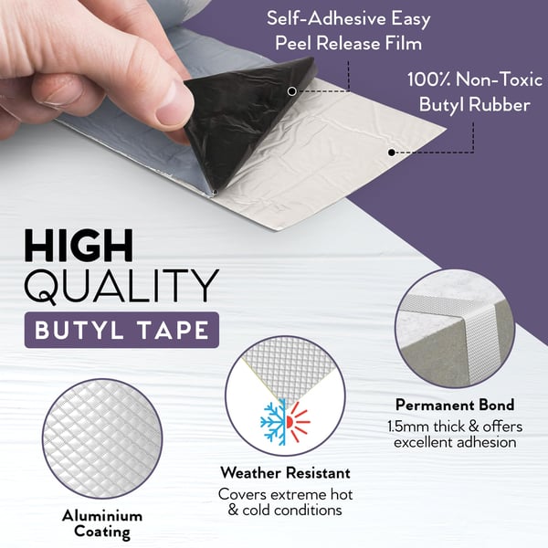Vanntett butyltape, aluminiumsfolietape med sterk butylgummi Silver
