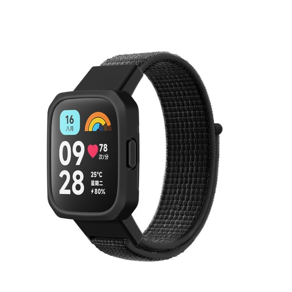 Åndbar justerbar rem i blødt nylon til Redmi Watch 3 Black