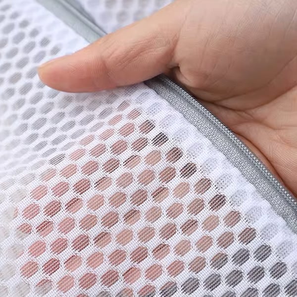 Honeycomb Mesh vasketøjspose med lynlås til finvask White