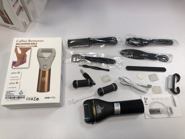 Elektrisk fotfil med olika tillbehör Uppladdningsbar Black